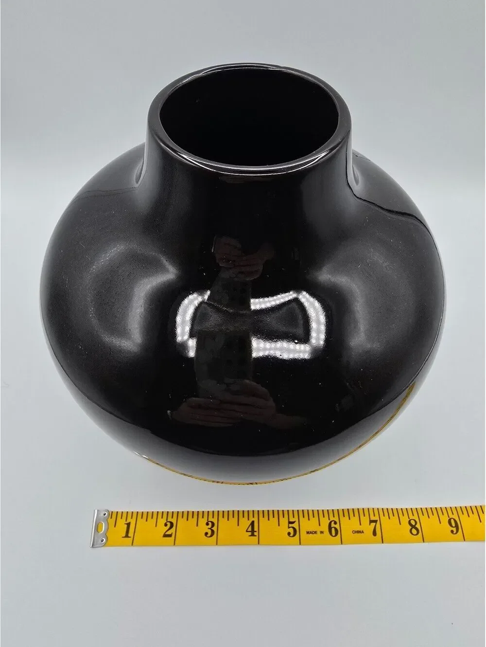 Vintage Larry Laslo for Mikasa Black Ceramic Vase Japan 1980s Modernist 9.5